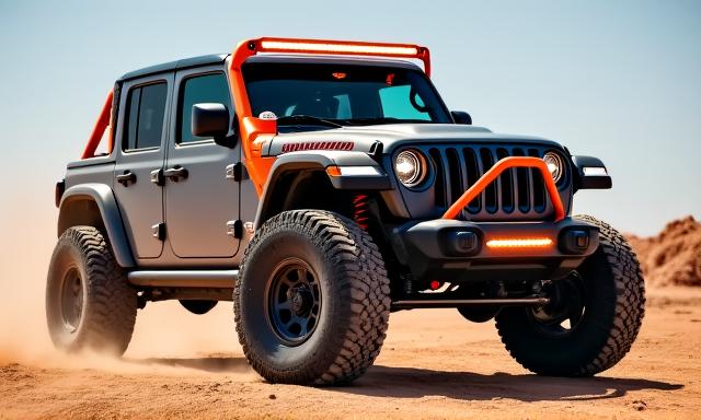 Custom woestijnvoertuig met verstralers en off-road pakket